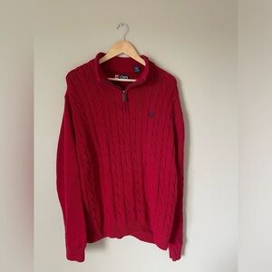Vintage Chaps Men's cable knit 1/2 Zip 100% cotton in Rich deep red Red XL NWOT